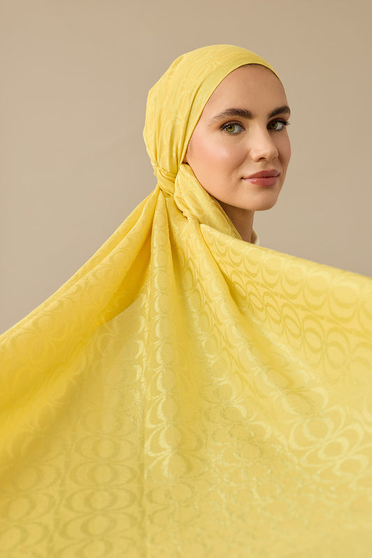 Bambunoor Limon Sarısı Naia Pamuk Şal 70x210