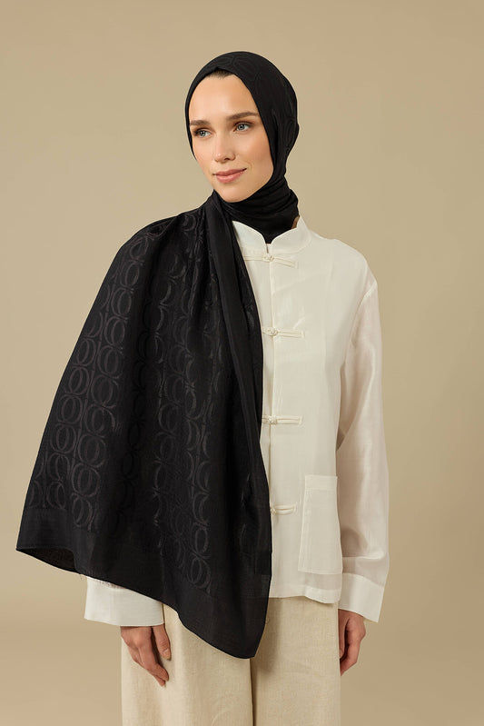 Bambunoor Siyah Naia Pamuk Şal 70x210