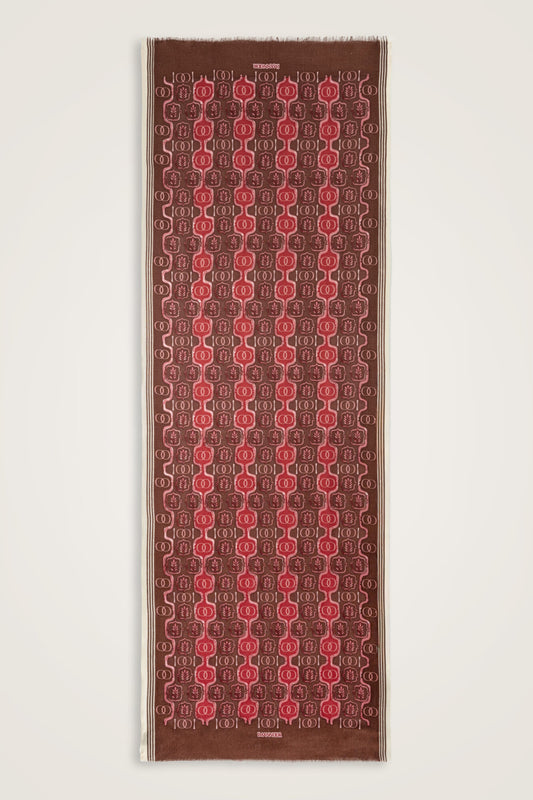 Girdap Kahve-Bordo Yün Şal 70x200
