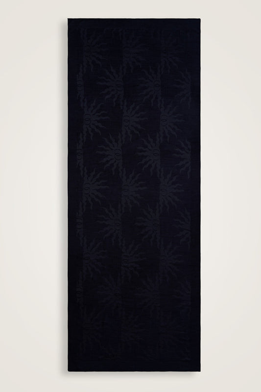 Güneş Doğarken Siyah Desenli Baskı Ferah Tencel Şal 70x200