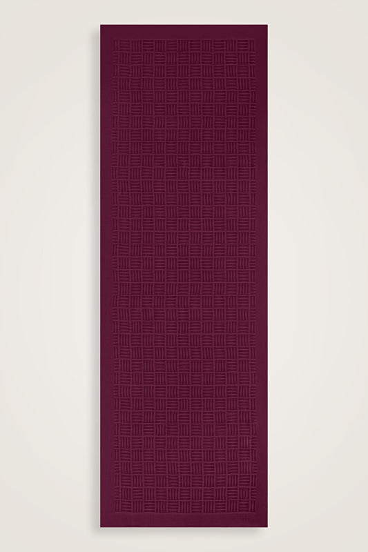 İman Kare Mürdüm Monogram Jakar Naia Pamuk Şal 70x210