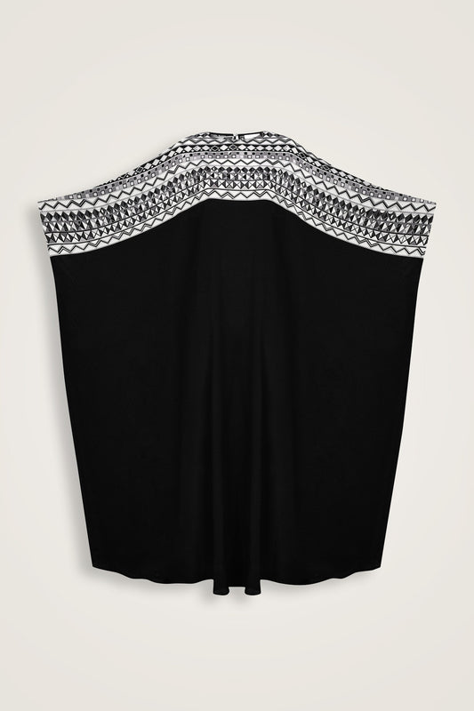 İmannoor x Rawdah Ahtapot Siyah-Beyaz Krep İpek Kaftan