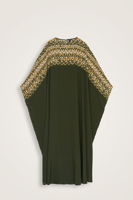 İmannoor x Rawdah Ahtapot Yeşil Krep İpek Kaftan