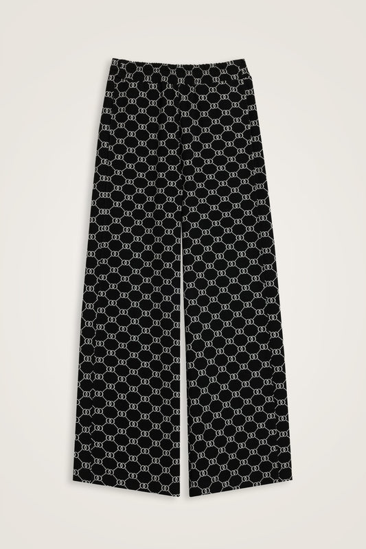 Monogram Jakar Açık Siyah Örme Pantolon
