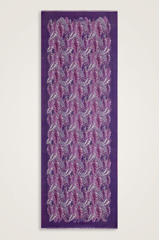 Hurma Dalı Mor İpek Vual Şal 70x200