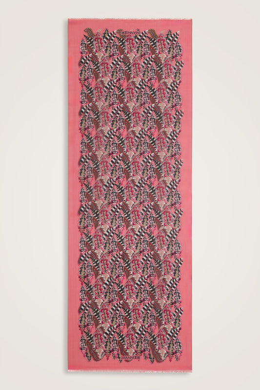 Hurma Dalı Mercan İpek Vual Şal 70x200