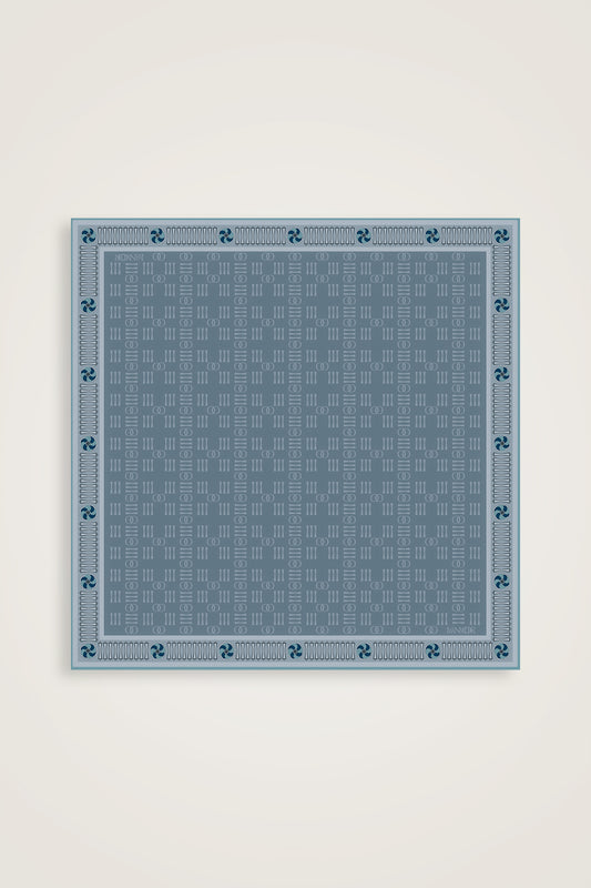 Noor Kare Gri Tivil İpek Eşarp 90x90