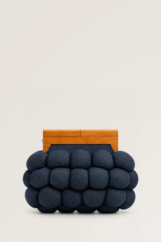 Denim El Yapımı Bulut Düz Renk Çanta