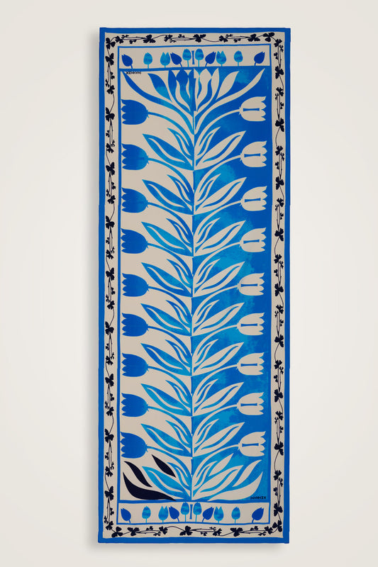 Lale Yolu Mavi Pamuk Şal 80x200