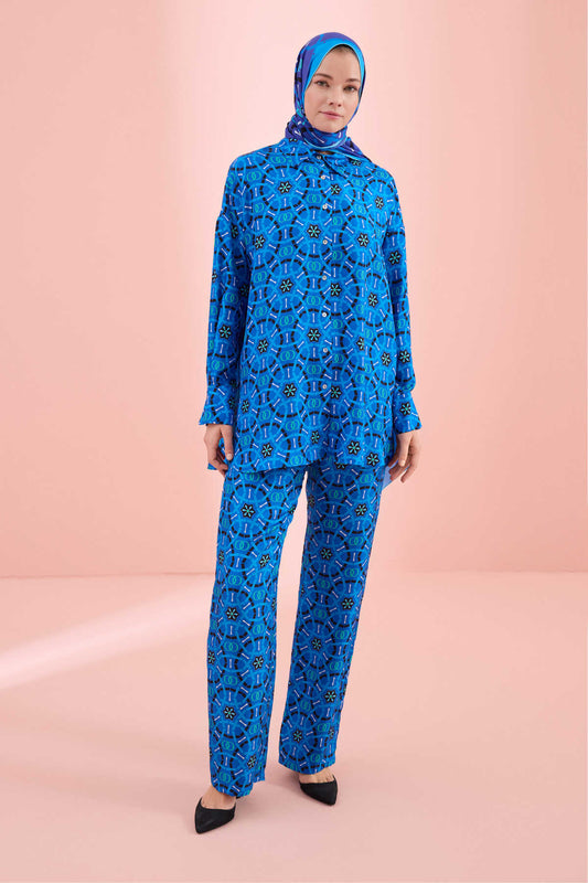 Yıldızlı Gece Lacivert İpek Pijama Pantolon