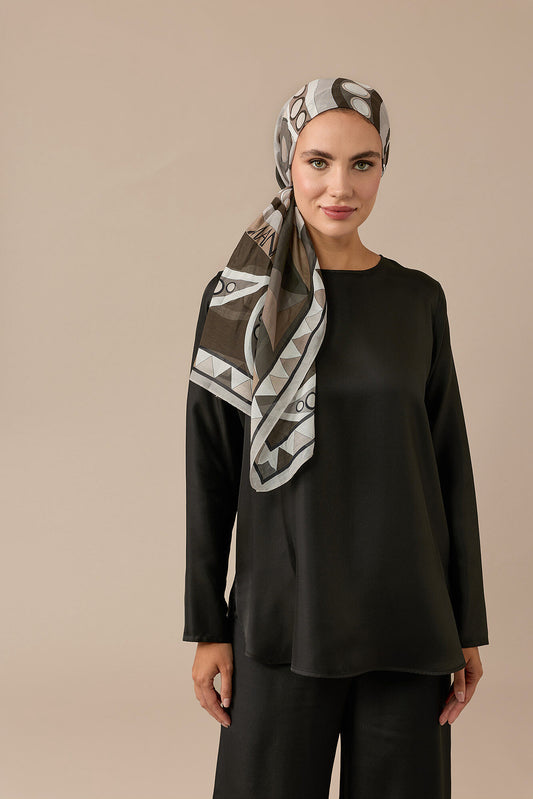 Afrika Gri Pamuk İpek Vual Şal 70x210