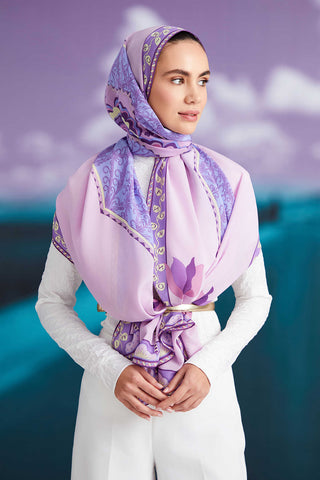 Anahtar Deliği Pembe Krep İpek Şal 80x210