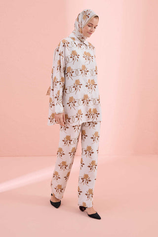Aşk Bej İpek Pijama Pantolon