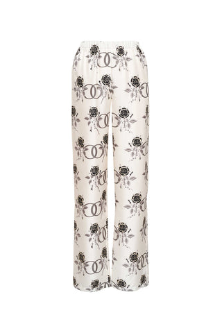 Aşk Beyaz İpek Pijama Pantolon