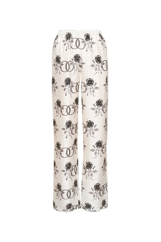 Aşk Beyaz İpek Pijama Pantolon