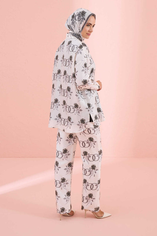 Aşk Beyaz İpek Pijama Pantolon