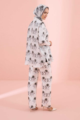 Aşk Beyaz Tivil İpek Pijama Gömlek