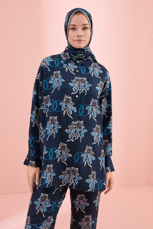 Love Petrol Twill Silk Pajama Shirt