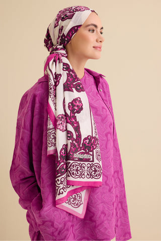 Aşk Sarmaşığı Pembe Pamuk İpek Şal 72x212