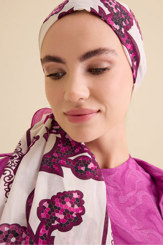 Aşk Sarmaşığı Pembe Pamuk İpek Şal 72x212