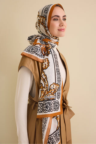 Aşk Sarmaşığı Sarı Pamuk İpek Şal 72x212