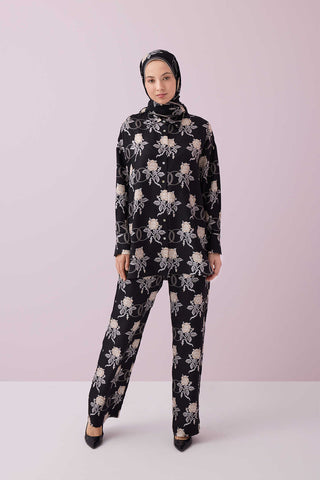 Aşk Siyah İpek Pijama Pantolon
