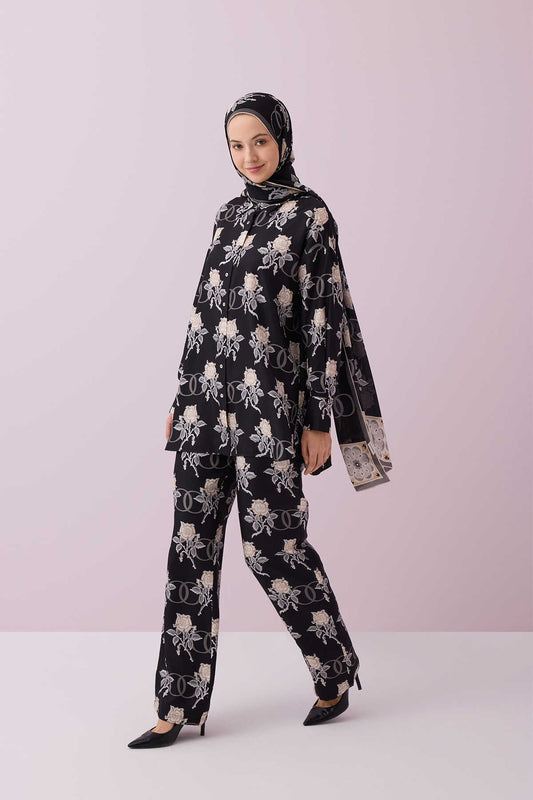 Aşk Siyah İpek Pijama Pantolon