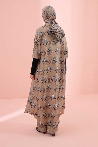 Aşk Triko Kollu Vizon Tivil İpek Kimono