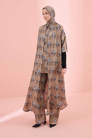 Love Knitted Sleeve Mink Silk Twill Kimono