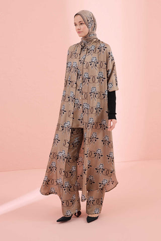 Aşk Triko Kollu Vizon Tivil İpek Kimono