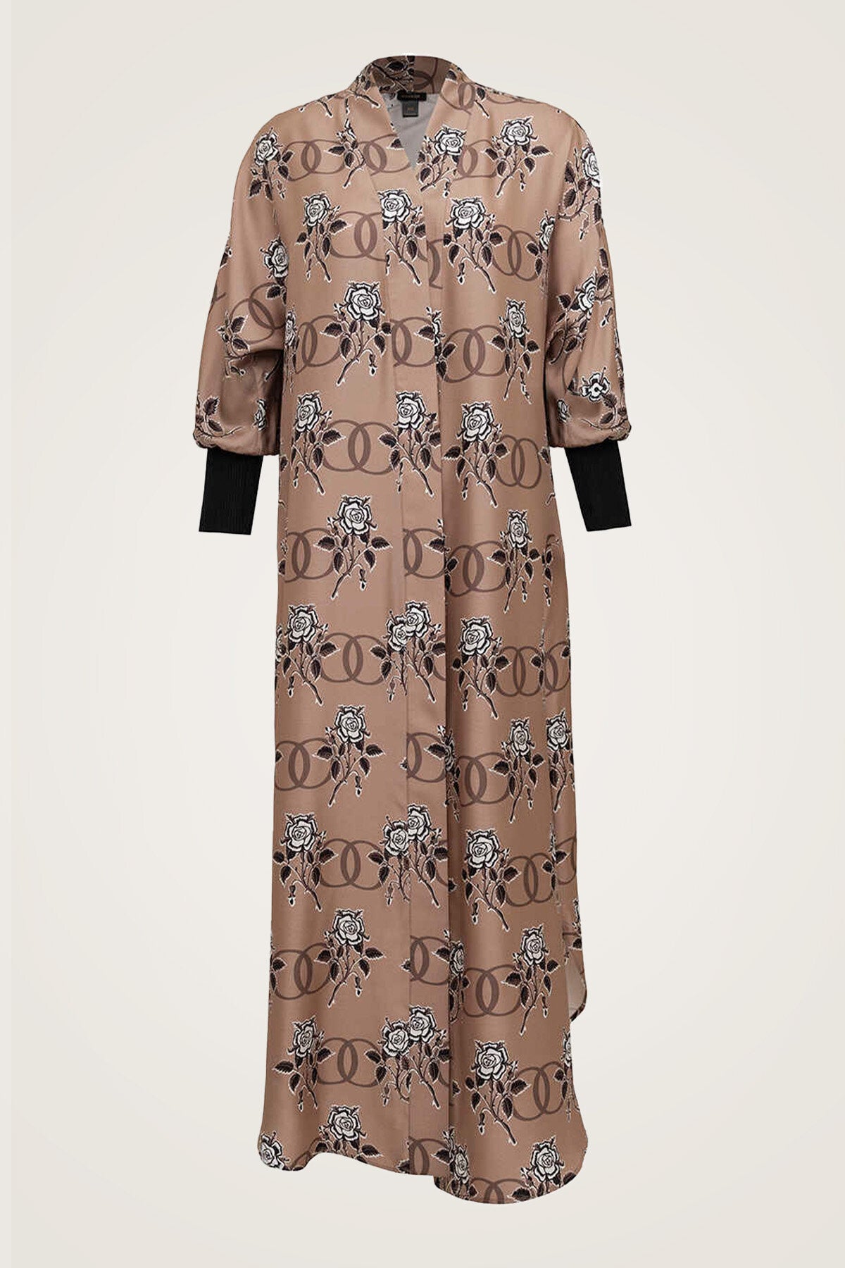 Aşk Triko Kollu Vizon Tivil İpek Kimono