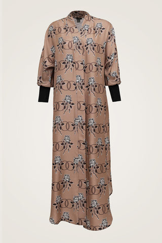Aşk Triko Kollu Vizon Tivil İpek Kimono