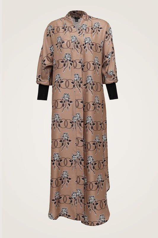 Aşk Triko Kollu Vizon Tivil İpek Kimono
