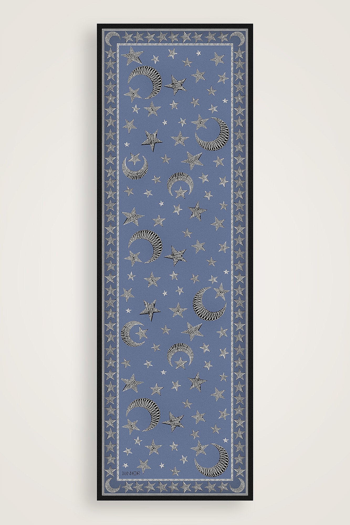 Ayla Yıldız Mavi Pamuk Floş Şal 70x210