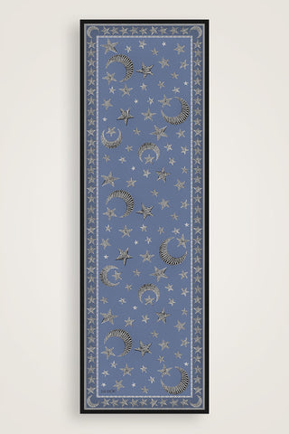 Ayla Yıldız Mavi Pamuk Floş Şal 70x210
