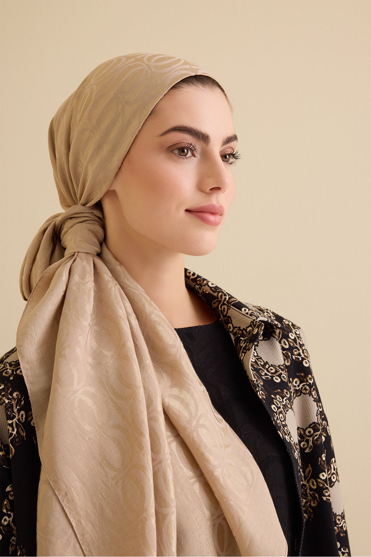 Bambunoor Antik Bej Naia Pamuk Şal 70x210