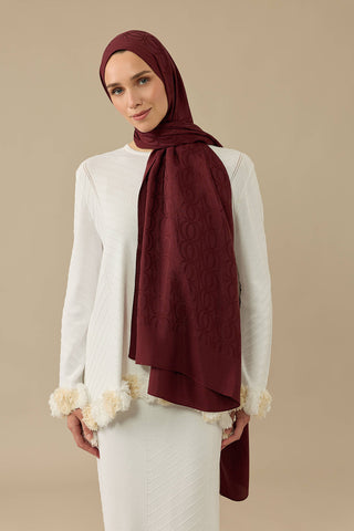 Bambunoor Bordo Naia Pamuk Şal 70x210