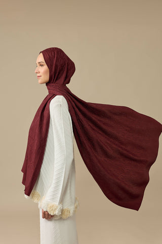Bambunoor Bordo Naia Pamuk Şal 70x210