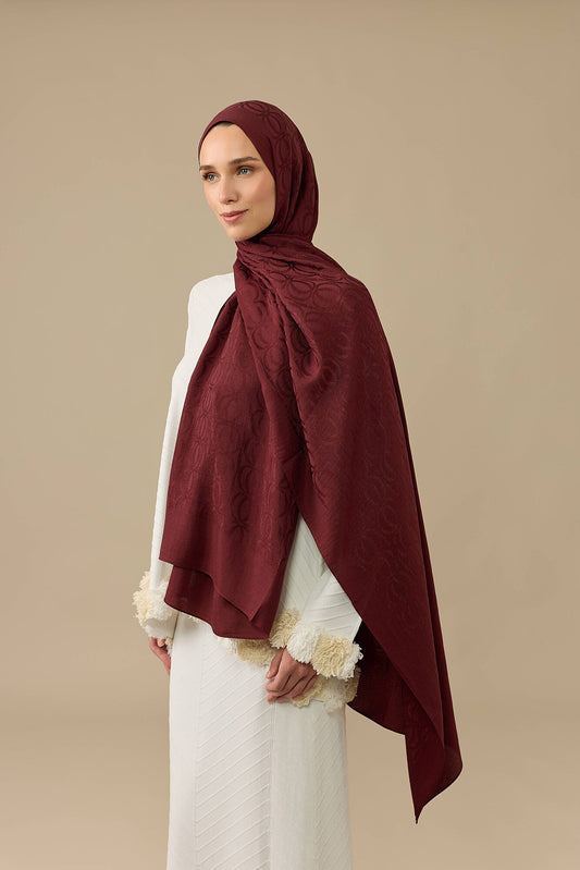 Bambunoor Bordo Naia Pamuk Şal 70x210