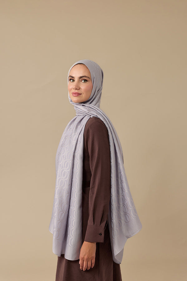 Bambunoor Gray-Lilac Naia Cotton Shawl