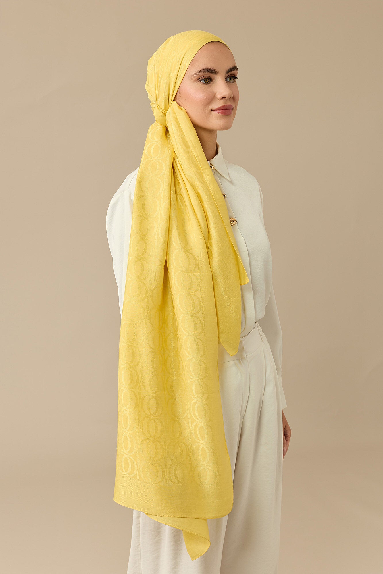 Bambunoor Limon Sarısı Naia Pamuk Şal 70x210