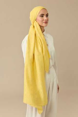 Bambunoor Limon Sarısı Naia Pamuk Şal 70x210