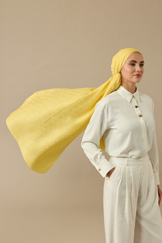 Bambunoor Limon Sarısı Naia Pamuk Şal 70x210