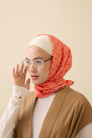 Bambunoor Nar Çiçeği Tivil İpek Eşarp 90x90