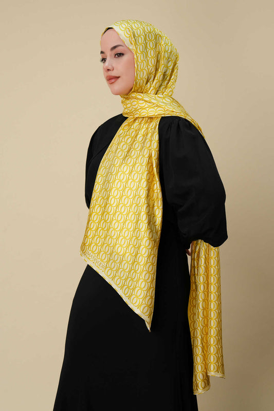 Bambunoor Sarı Tivil İpek Şal 70x210