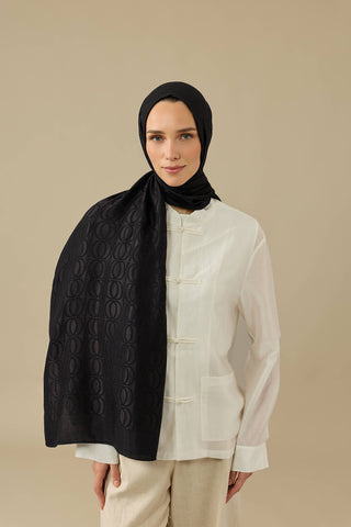 Bambunoor Siyah Naia Pamuk Şal 70x210