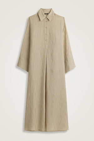 Beige Linen Shirt Dress