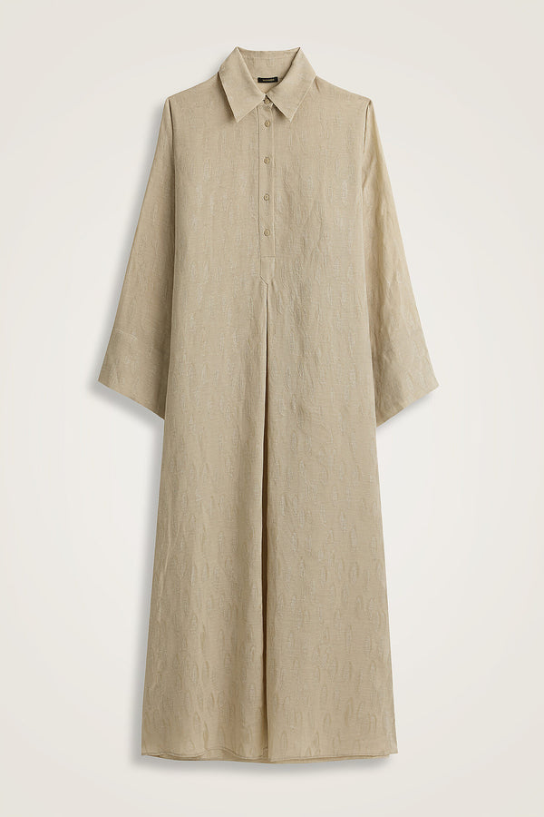 Beige Linen Shirt Dress