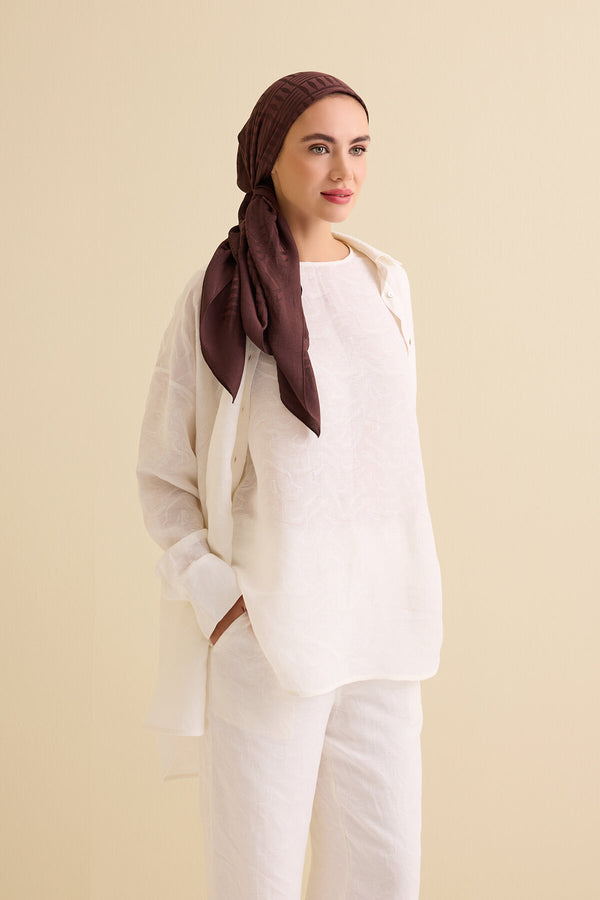 White Linen Jacquard Undershirt