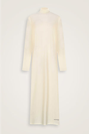 Turtleneck Dark White Combed Cotton Dress